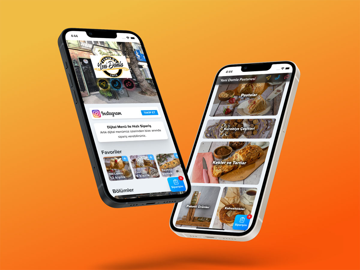 Yeni Damla Pastanesi dijital menü sayfası 